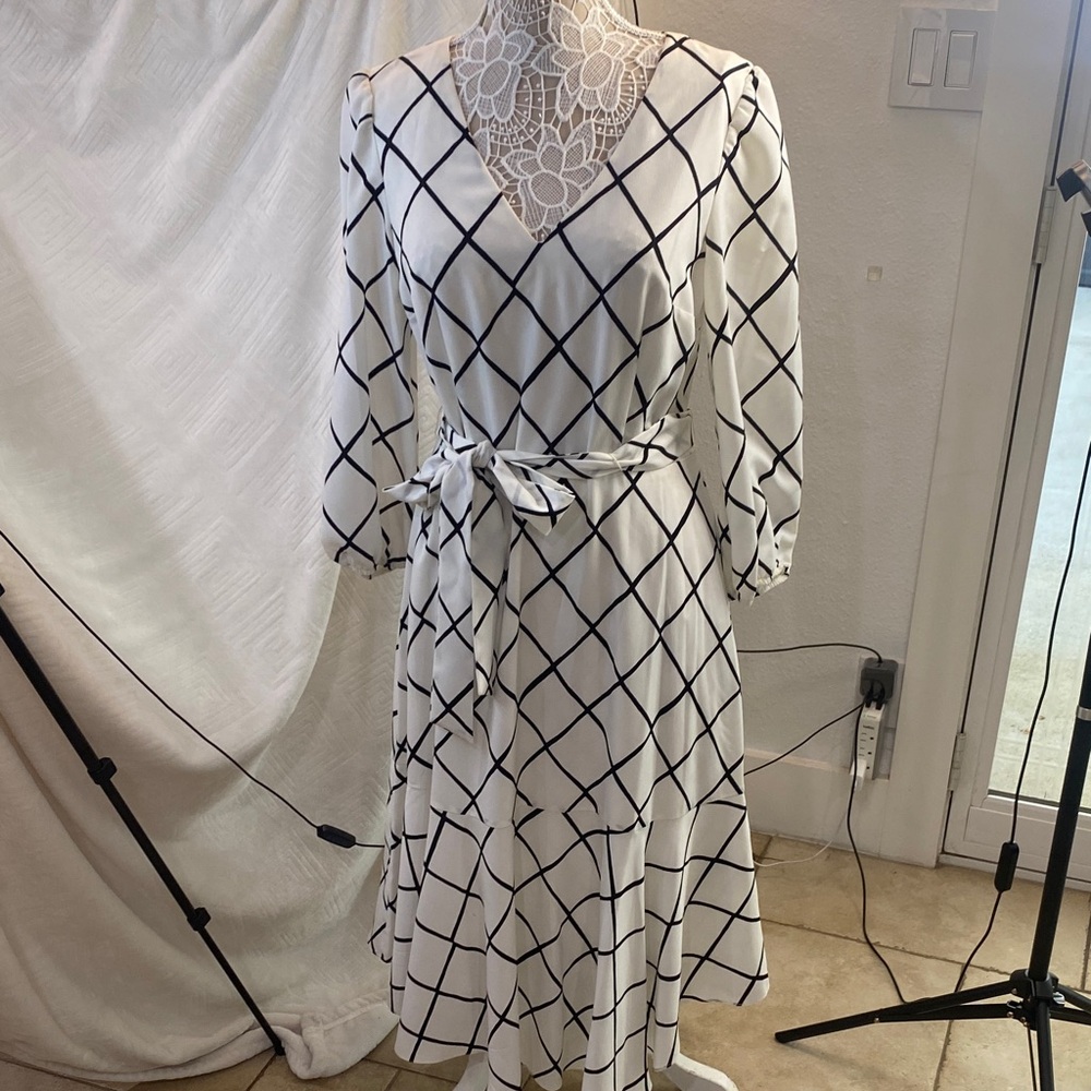 Jessica Howard Black and White Checkered Dress